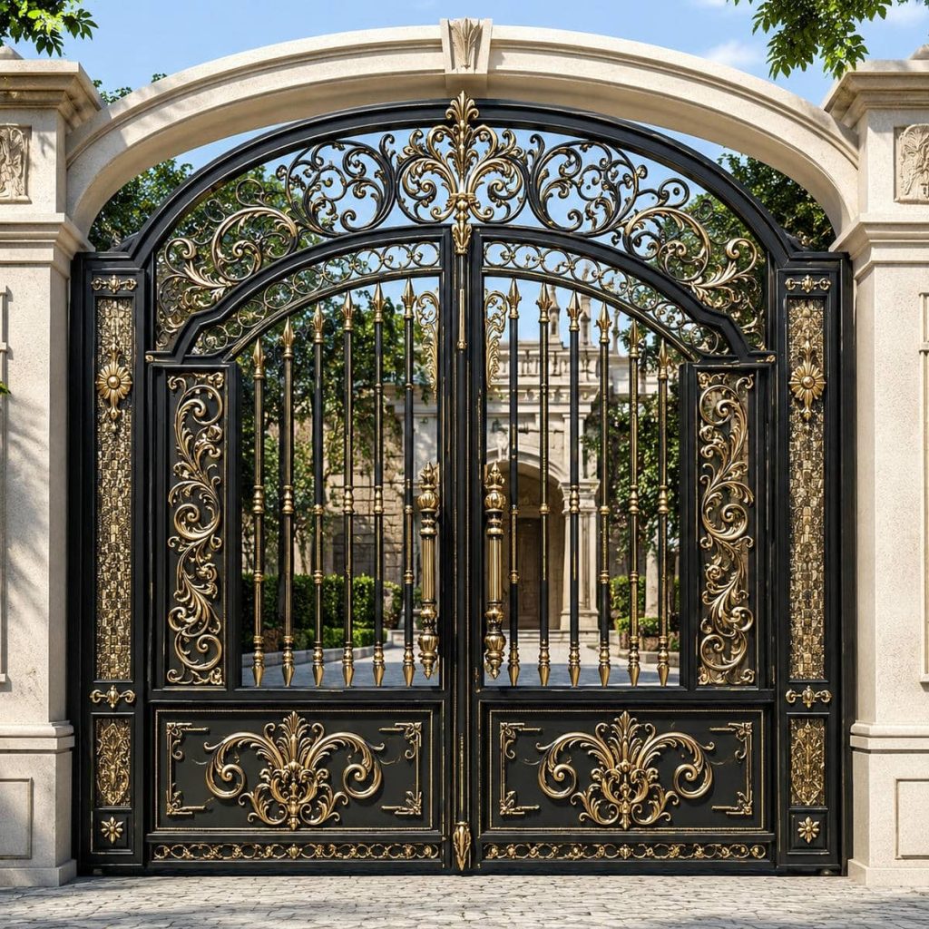 درب پارکینگ برش لیزری طرح هندسی ریلی برای اجرای ورودی کم‌عمق