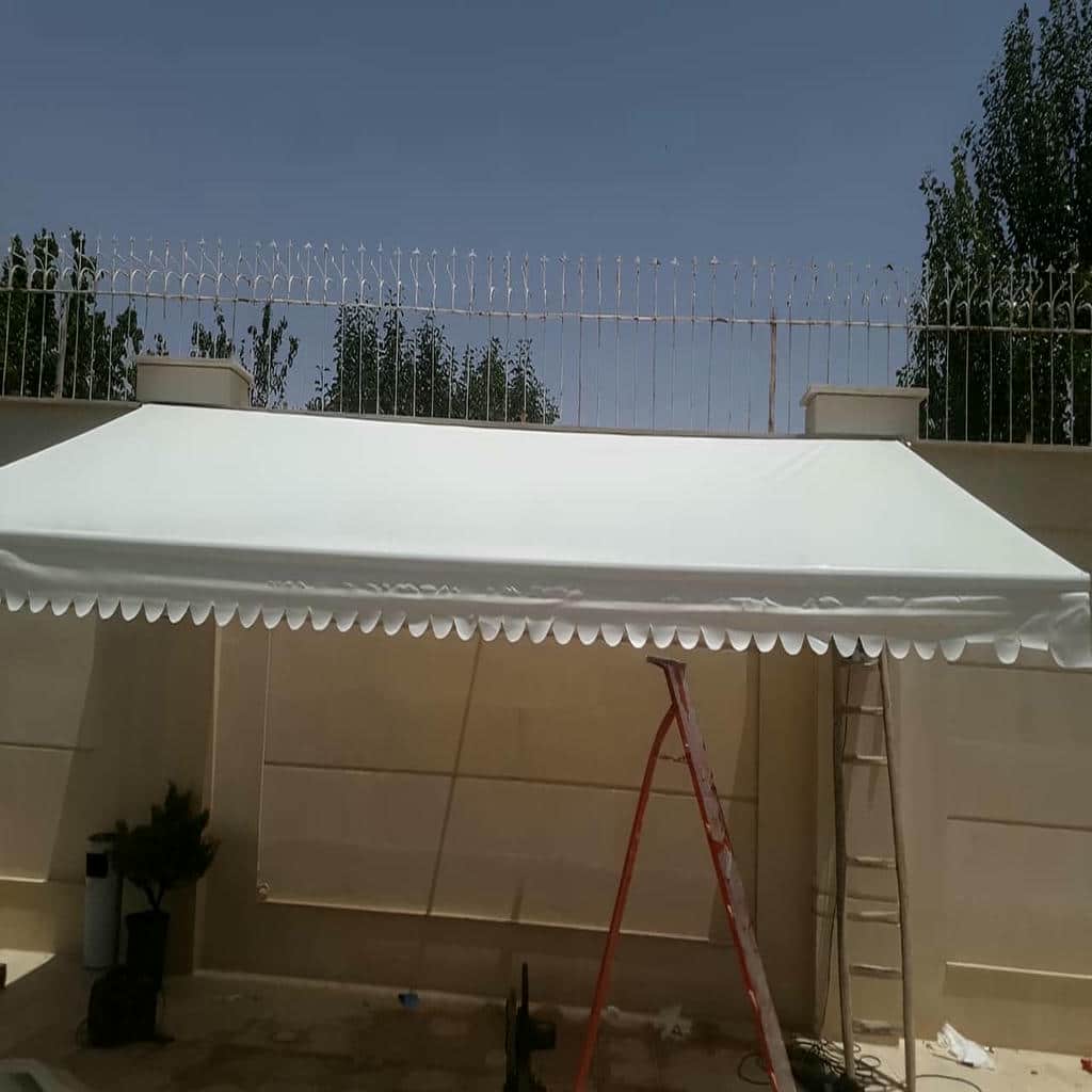 سایبان برقی استان کهگیلویه و بویراحمد مدل بازویی با پوشش مقاوم