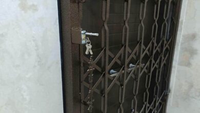 حفاظ درب آکاردئونی اصفهان با طرح فلزی ورودی ساختمان